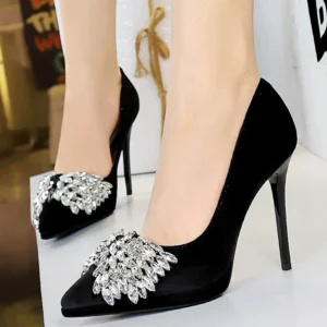 BIGTREE Shoes Rhinestone bowknot Women Pumps Suede Platform High Heels Stilettos 11 CM Luxury banquet shoes Ladies Heels Fashion