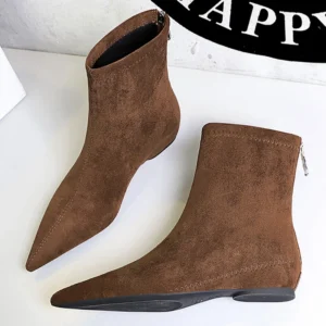 BIGTREE Shoes Suede Women's boots Wedges Ladies Ankle boots Low-heeled shoes Rear zipper Short boots Female shoes Fashion New