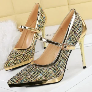 BIGTREE New Fashion High Heels Women Pumps buckle Luxury banquet shoes Sexy party shoes Women 10.5 cm Heels Stiletto Ladies shoe