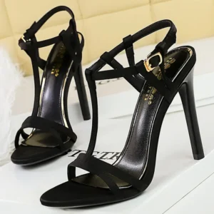 BIGTREE Shoes Summer high-heeled sandals Women Sexy high heels Stiletto 8 cm and 11cm T-shaped buckle strap Women Sandals Shoes