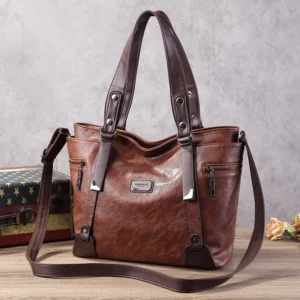 Vintage Women's Tote Bag 2025 New PU Leather Shoulder Bag Large Capacity Handbags Retro Style Crossbody Bags for Women